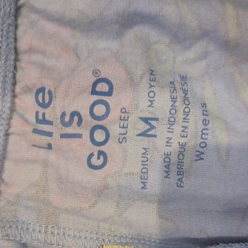 Life is Good Snuggle Up Blue/ Tropical Floral Print Sleep/Lounge Shorts - Picture 4 of 6